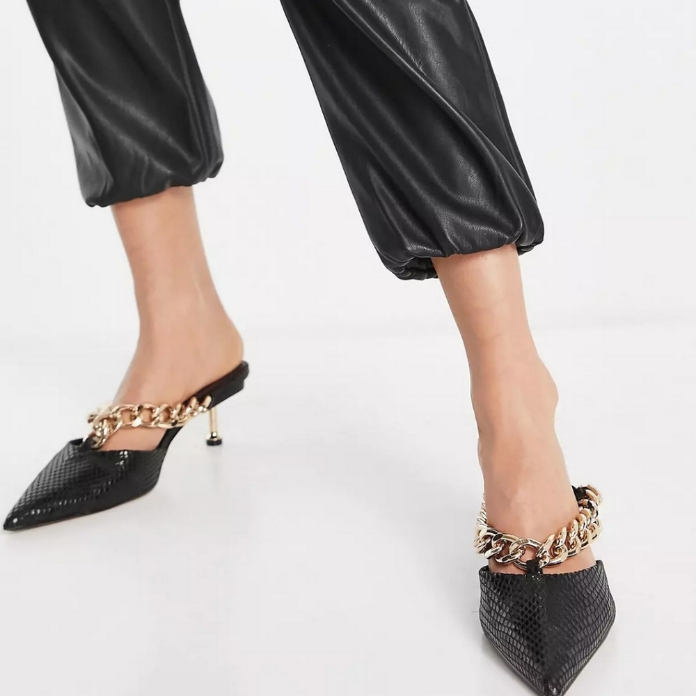 NWOB ASOS Steve Chain Mule Sz 11 (2" heel)